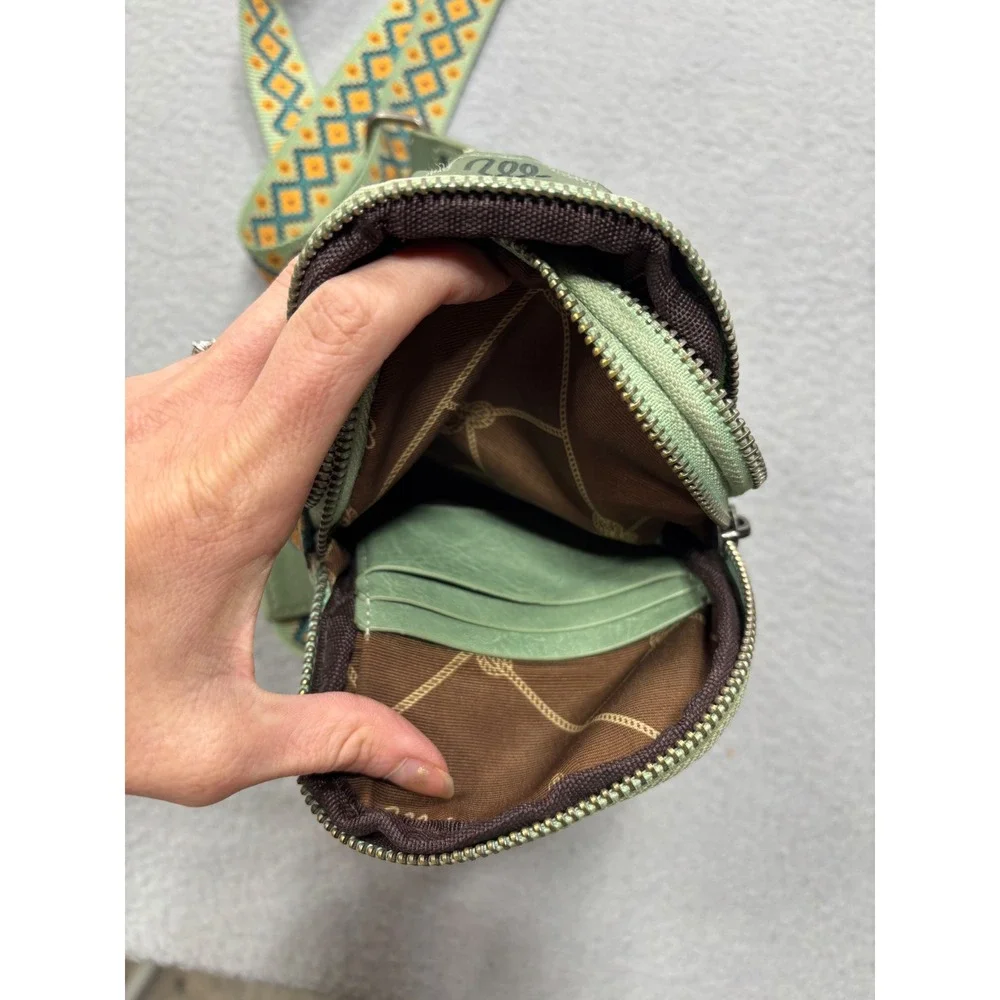 Wrangler Sling Bag Small Mint Green Southwestern Aztec‎ Print Crossbody